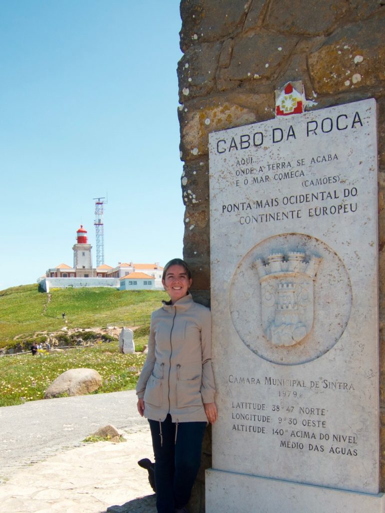 Standing in front of the Cabo da Roca Monument