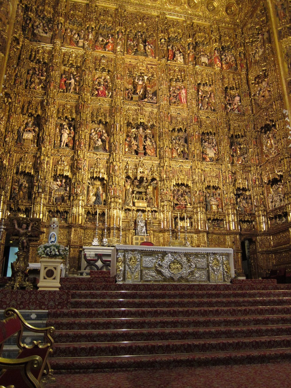 the main altar inside Sevilla's Cathedral