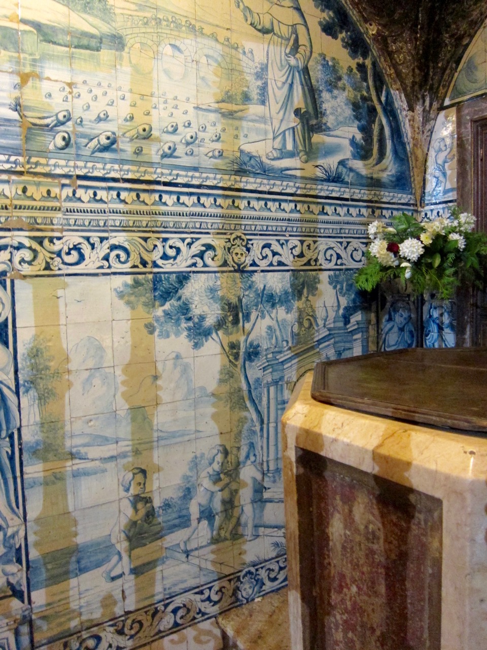 Azulejo Tiles Depicting Scenes Inside the Cathedral